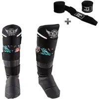 Joya Joyagear Dames Tropical Scheenbeschermers – Kickboksen/Muay Thai/MMA – Maat S – Ergonomische pasvorm, schokabsorberende padding – Inclusief Bandage