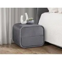 Vente-unique Set van 2 nachtkastjes - 2 lades - Fluweel - Grijs - VENALORA