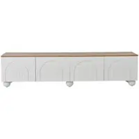 STILVORA Televisiemeubel - 4 Deuren Met Druksluiting - Voor Woonkamer - MDF; Wit; Eikenlook - 180x40x45 Cm