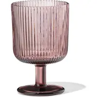 HEMA Wijnglas 250ml Bergen glas streep reliëf bordeauxrood (bordeauxrood)