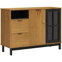 vidaXL Dressoir met glazen deuren FLAM 110x40x80 cm massief grenenhout