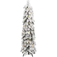 vidaXL Kunstkerstboom met verlichting en sneeuw 80 LED's 150 cm