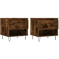 vidaXL Salontafels 2 st 50x46x50 cm bewerkt hout gerookt eikenkleurig
