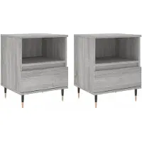 vidaXL Nachtkastjes 2 st 40x35x50 cm bewerkt hout grijs sonoma eiken
