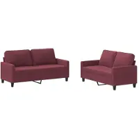 vidaXL 2-delige Loungeset met kussens stof wijnrood