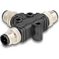 DeLOCK M12 T-Splitter A-coded 4 pin 1 x male to 2 x male parallel connection