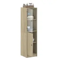 vidaXL Hoge kast met glazen deur 35x37x142 cm sonoma eikenkleurig