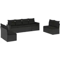 vidaXL 8-delige Loungeset met kussens poly rattan zwart