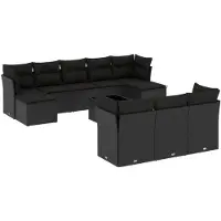 vidaXL 11-delige Loungeset met kussens poly rattan bruin