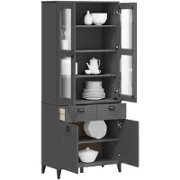 vidaXL Hoge kast VIKEN 80x40x190 cm massief grenenhout antracietgrijs