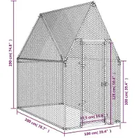 vidaXL Kippenhok 200x100x190 cm gegalvaniseerd staal zilverkleurig
