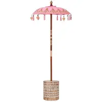 vidaXL Balinese parasol met basis Roze 95 x 95 x 260 cm Katoen