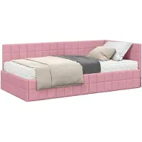 vidaXL Hoekbed met matras en hoofdeinde, 2 stuks, grijs, fluweel