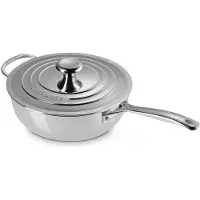 Le Creuset Conische Sauteuse / Chef's Pan met anti-aanbaklaag Ø24cm / 3.3L 'RVS Signature'