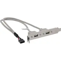 InLine Sleufbeugel USB 2.0, 2x contactdoos naar 10-polige paalconnector, 0,35m