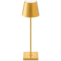 Sigor Nuindie LED oplaadbare tafellamp, USB-C, goud, IP54, dimbaar Nuindie,, messing / goud, Woon-/ Eetkamer, Aluminium, Modern