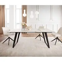 DELIFE Eetkamertafel Edge 200x100 keramiek Calacatta Luxe wit-goud-grijs metaal schuin zwart