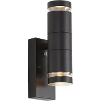 QAZQA Moderne buiten wandlamp zwart 2-lichts IP44 met schemersensor - Dubbla