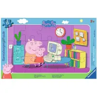 Ravensburger frame puzzel - Peppa pig: Peppa op de computer, 15 delig