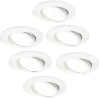 LEDVION - 6X LED Inbouwspot - Wit - Dimbaar - 7W - IP65 - CCT - COB - Ø90mm