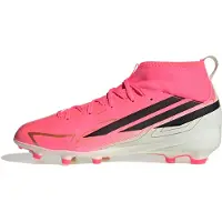 Adidas F50 Hyperfast League Mid Gras Voetbalschoenen (FG) Kids Felroze Zwart Goud Wit