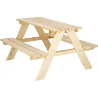 Springos Kindertafel voor picknick - Massief hout - 90 x 79 x 50 cm - Wit - Natuur - Kind