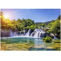 WALLARENA - Fotobehang - 350x250 cm - waterval natuur uitzicht voor slaapkamer woonkamer muurdecoratie