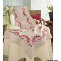 Vervaco - Tafelkleed kit - Rode versiering - PN-0013113 - Borduren - Borduurpakket - Borduurpakket volwassenen - Borduurpakket kind