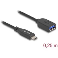 DeLOCK USB 10 Gbps kabel, USB Type-C stekker naar Type-A aansluiting, 25 cm, coaxiaal