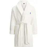 Ralph Lauren Badjas kort ' Short Bathrobe - Iconic Bear ' wit