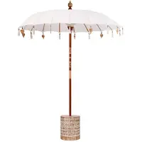 vidaXL Balinese parasol met basis 250 Crème en Wit 190 x 190 x 250 cm