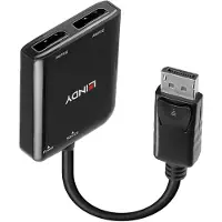 Lindy Hub DisplayPort - - 2 poorten - 4K 30 Hz - Audio 7.1 CH - Garantie 2 jaar
