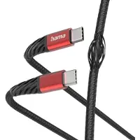 Hama Extreme Oplaadkabel - Datakabel - USB-C naar USB-C - USB-C Mannelijk 2,0 - Zwart - Geschikt voor Smartphone en Tablet - Rood