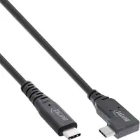 InLine USB4-kabel, USB-C, haaks aan één kant, PD 240W, 8K60Hz, TPE, zwart, 2m