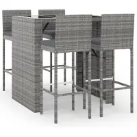 vidaXL 5-delige tuinbarset met kussens, grijs, polyrotan