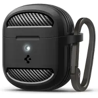 Spigen Hoesje Geschikt voor Google Pixel Buds 2a - Rugged Armor Case - Karabijnhaak - Matte Zwart