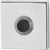 GPF bouwbeslag Beldrukker vierkant 50x50x8mm met zwarte button - RVS gepolijst