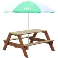 Axi Nick Picknicktafel Bruin - Parasol Groen/wit