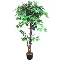 Decovego Valse Kunstmatige Plant Ficus Benjamin Echt Hout Decoratie 120cm DEGOVEGO