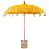 vidaXL Balinese parasol met basis Geel 215 x 215 x 260 cm Katoen