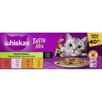Whiskas Katten Natvoer Chef's Choice in Sauce, Tasty Mix Multipack (40x85 g), 3,4 kg