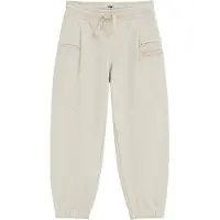 We fashion - Jongens regular fit joggingbroek met structuur en embroidery - Regular fit - Beige - Katoen - Maat: 116
