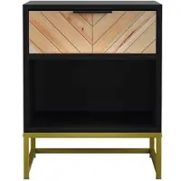 STILVORA Nachtkastje 43x40x55 cm – Lade En Open Vak – Compacte Opbergruimte Naast Bed Of Bank – Modern Minimalistisch – MDF Met Metalen Poten – Zwart Naturel