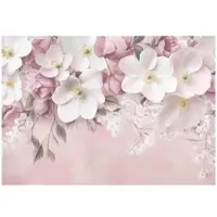 WALLARENA - Fotobehang - 250x175 cm - bloemen in roze beton voor slaapkamer en woonkamer