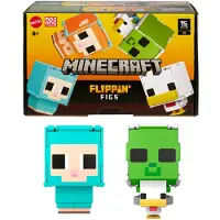 Mattel Minecraft Flippin Figs 2-Pack Actiefiguren, Schapen & Kip met 2-in-1 Fidget Speel, 3.75-inch