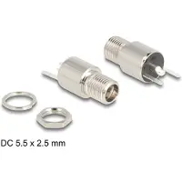 DeLOCK Connector DC 5.5 x 2.5 mm female bulkhead soldering version - round 20 V / 9 A