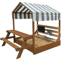 Axi Bo Zandbak & Speelhuisje 159 x 105 cm met Speelkeuken en Picknicktafel Bruin