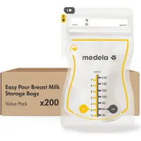 Medela Moedermelk Bewaarzakjes – 200 stuks – Lekvrij – Dubbele Sluiting en Schenktuit – BPA‑vrij