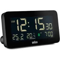 Braun Digitale Alarmklok met Datum, Maand en Temperatuur, Zwart, Model BC10B