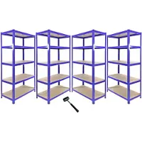 Monster Racking T-Rax Hoekstelling & 4 x 90cm Garage Opslagrekken - Blauw